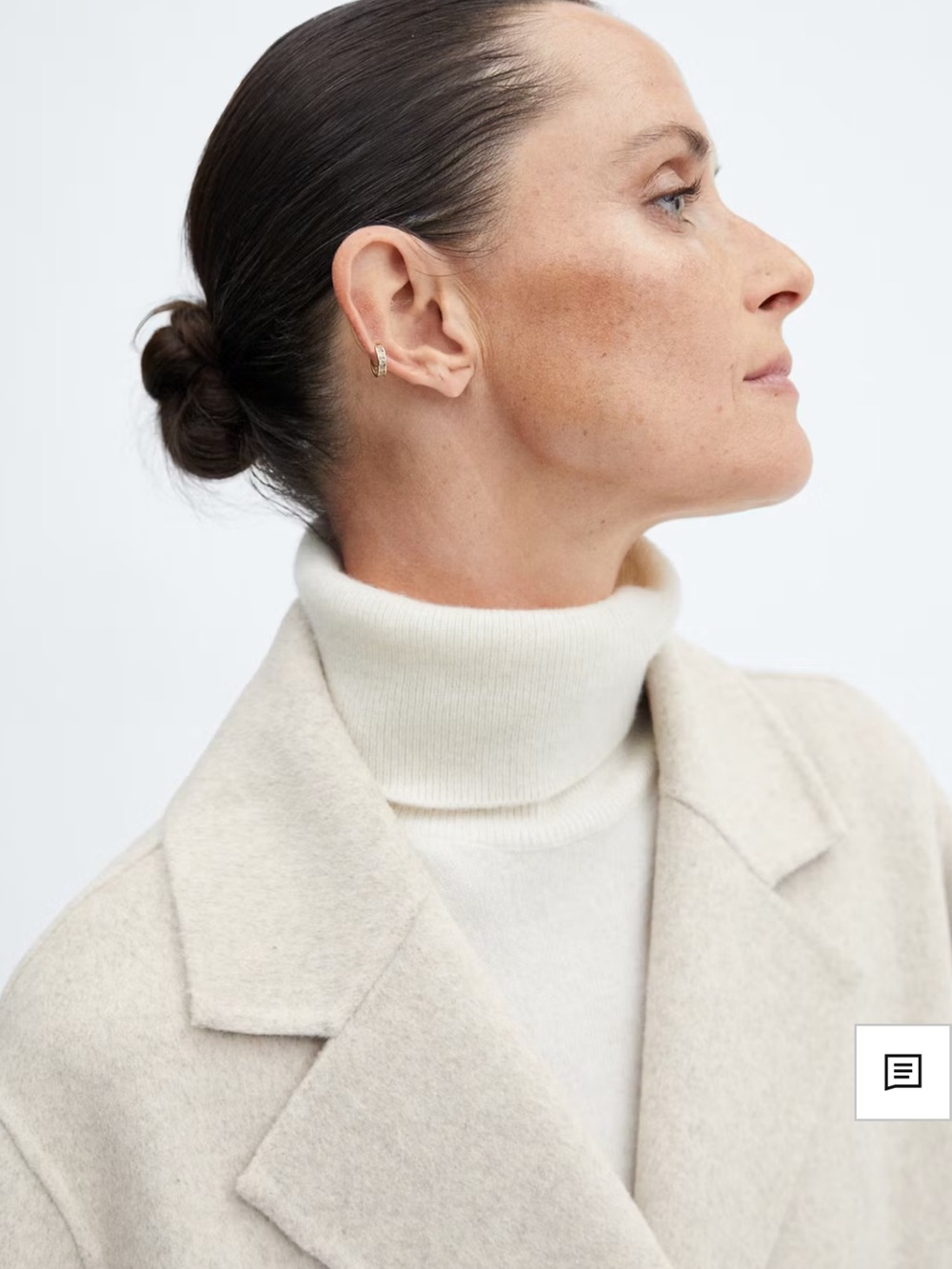 Wool-Blend Double-Breasted Women's Coat in Light Beige handmade - Picture 5 of 7